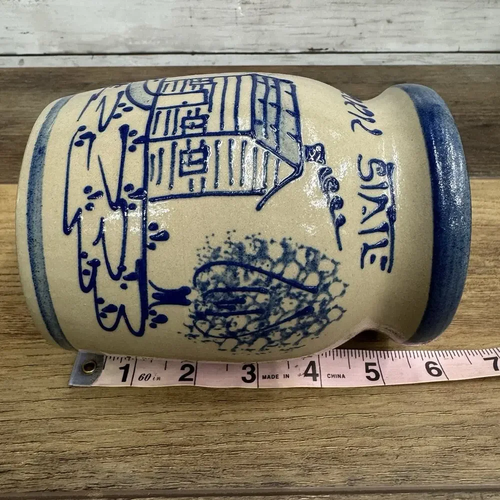 BBP Beaumont Brothers Pottery Clark State Salt-Glazed Crock -House, Trees 5.5”